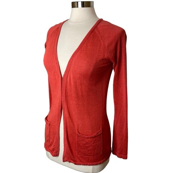 Maria Di Ripabianca Silk Linen Blend Knit Cardigan Front Pockets Women’s US 6 - Picture 3 of 11